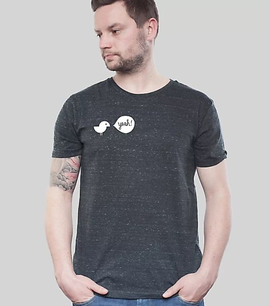 Shirt Men Melange Black "Birdy Yeah" günstig online kaufen
