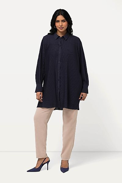 Ulla Popken Longbluse Plissee-Bluse A-Linie Hemdkragen günstig online kaufen