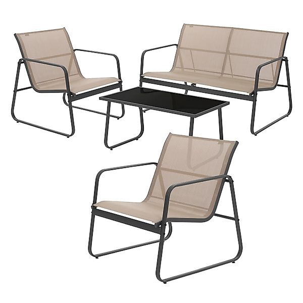 ML-Design Gartenmöbel Set 4-Tlg Taupe aus Stahl und Textilene für 4 Persone günstig online kaufen