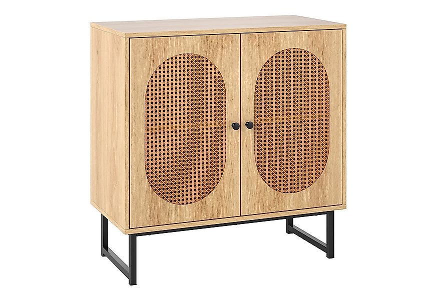 COSTWAY Sideboard, mit 2 Rattantüren, verstellbaren Regal Küchenschrank Hol günstig online kaufen