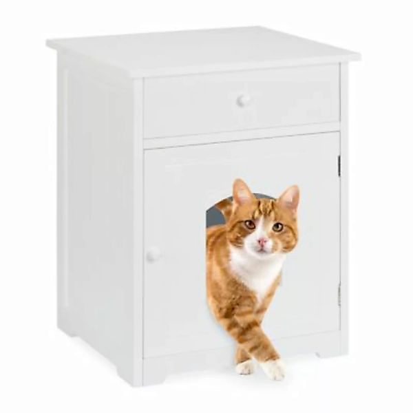relaxdays Katzenschrank mit Schublade weiß günstig online kaufen