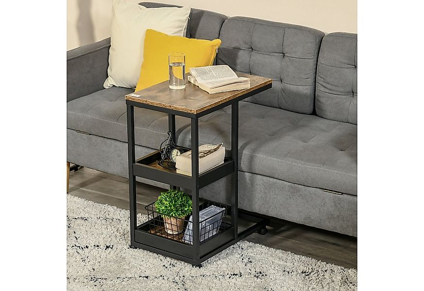 HOMCOM Beistelltisch Sofatisch mit Rollen, Ablage (Couchtisch, 1-St., Kaffe günstig online kaufen
