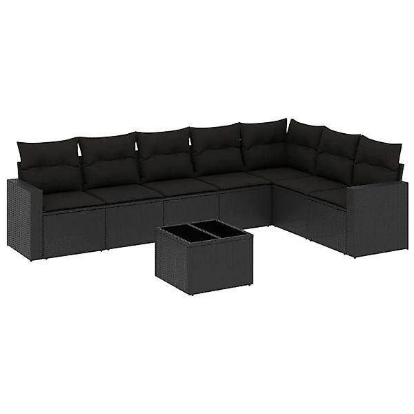vidaXL 8-Tlg Garten-Sofagarnitur mit Kissen Schwarz Poly Rattan 3251392 günstig online kaufen