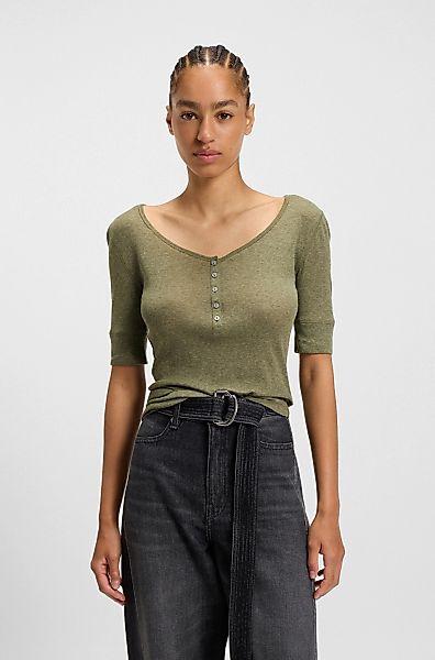 BOSS ORANGE Henleyshirt "Espen Premium Damenmode", mit Knopfleiste am V-Aus günstig online kaufen