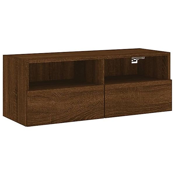 vidaXL TV-Schrank TV-Wandschrank Braun Eiche-Optik 80x30x30 cm Holzwerkstof günstig online kaufen
