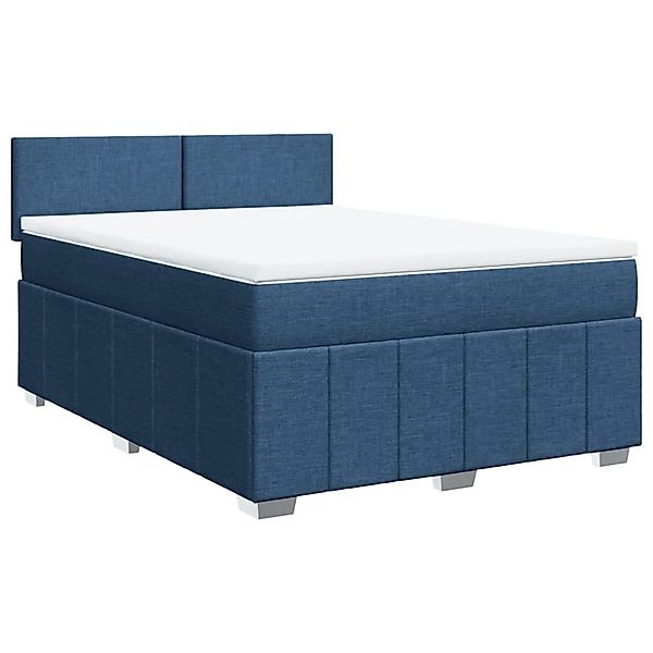 vidaXL Boxspringbett mit Matratze Blau 140x200 cm Stoff 3287090 günstig online kaufen