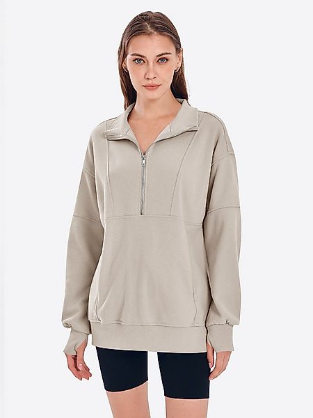 Imily Bela Sweatshirt Damen Oversize-Pullover mit halbem Reißverschluss (Pa günstig online kaufen