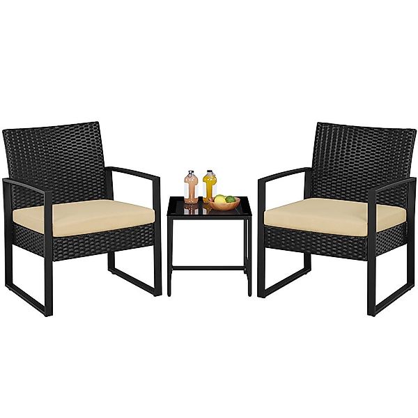 Yaheetech Balkonset, 3-teilig Polyrattan Sitzgruppe mit günstig online kaufen