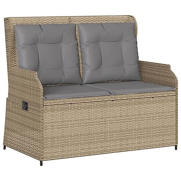 vidaXL Loungesofa Gartenbank Verstellbar mit Kissen Beige Poly Rattan, 1 Te günstig online kaufen