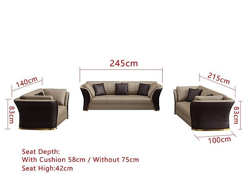 Xlmoebel Sofa Italienisches Stil Möbel Dreisitzer Sofa 3-Sitzer Modernes Le günstig online kaufen