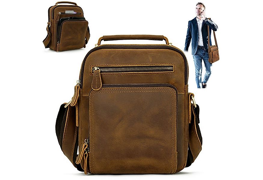 REDOM Umhängetasche Leder Tragetasche Henkeltasche Vintage Aktentasche (Sch günstig online kaufen