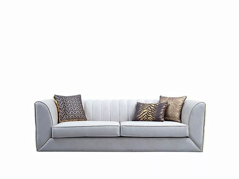 JVmoebel Sofa Weißer Edelstahl Dreisitzer Textilmöbel Wohnzimmer Couch Pols günstig online kaufen