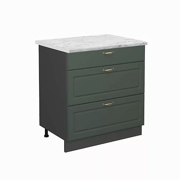 Vicco Unterschrank Fame-Line, Grün-Gold Landhaus/Anthrazit, 80 cm mit 3 Sch günstig online kaufen