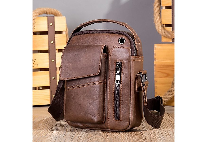 YUBRO-STUDIO Umhängetasche Herren Leder Schultertasche Crossbody Messenger günstig online kaufen