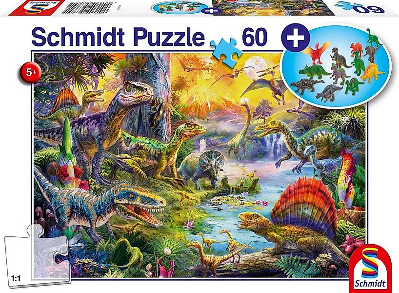 Schmidt Spiele Puzzle Dinosaurier. Puzzle 60 Teile, mit Add-on (Dinosaurier günstig online kaufen