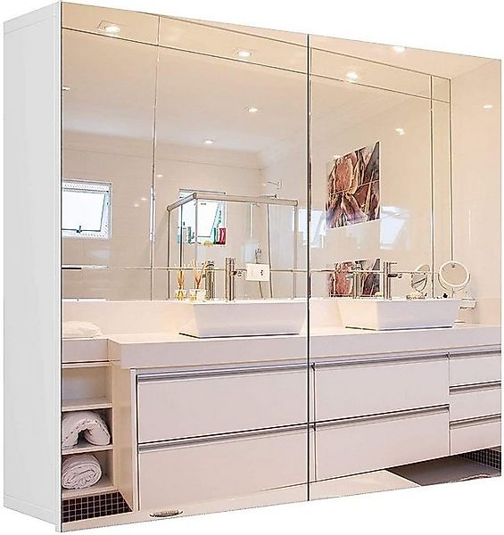 Homfa Spiegelschrank Badezimmerschrank mit 4 Fächern, günstig online kaufen