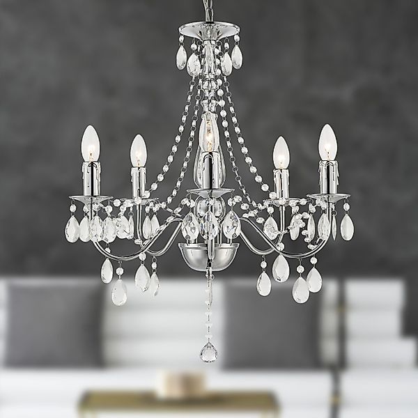 bmf-versand Kronleuchter Kronleuchter Wohnzimmer Silber Kristall günstig online kaufen