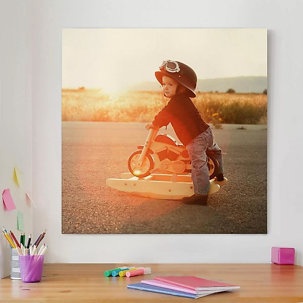 Leinwandbild Portrait - Quadrat Baby Biker günstig online kaufen