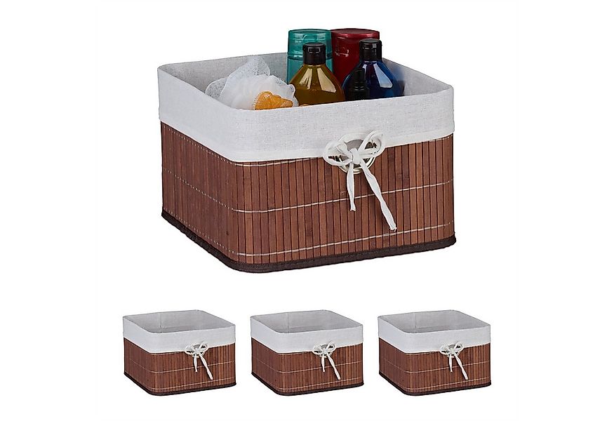 relaxdays Regalkorb Aufbewahrungskorb Set aus Bambus (4 St), braun günstig online kaufen