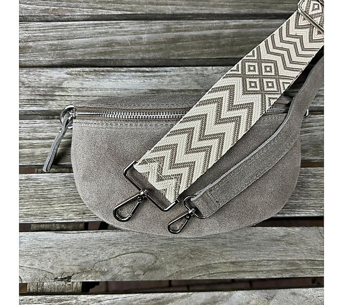 MAONI Bauchtasche Wildleder Dunkeltaupe mit 2x Gurten, echt Leder, hochwert günstig online kaufen