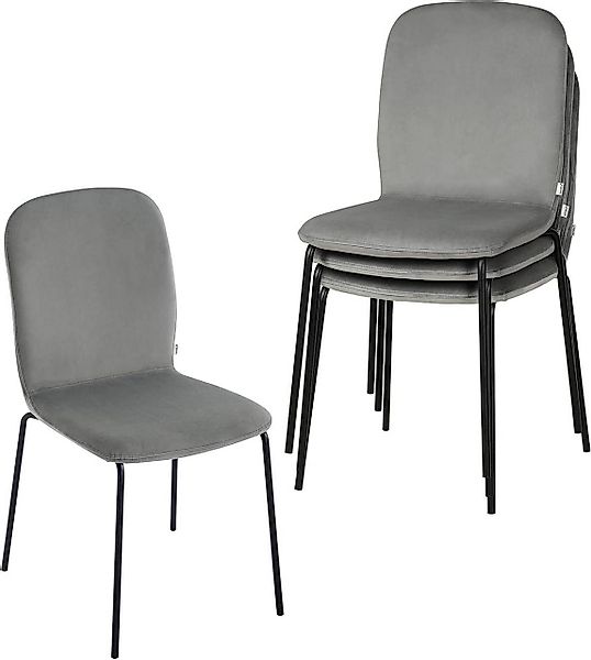 Woltu Esszimmerstuhl (4 St), Stapelstuhl Samt günstig online kaufen