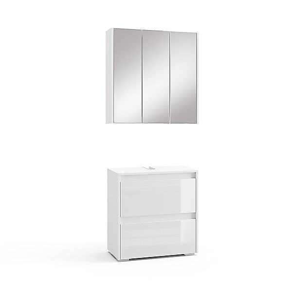 Vicco Badmöbel-Set Majest, Weiß/Weiß Hochglanz, 2 günstig online kaufen