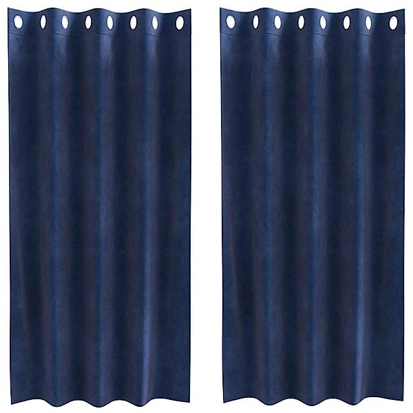vidaXL Vorhänge 2 Stk Dunkelblau 140 x 175 cm Samt 4107194 günstig online kaufen