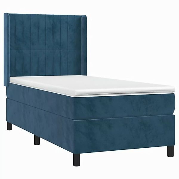 vidaXL Bett Boxspringbett mit Matratze & LED Dunkelblau 80x200 cm Samt günstig online kaufen