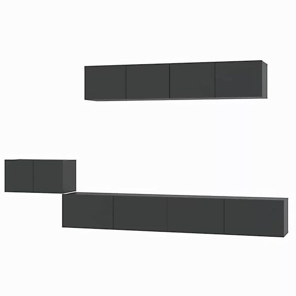 furnicato TV-Schrank 5-tlg. TV-Schrank-Set Schwarz Holzwerkstoff (1-St) günstig online kaufen