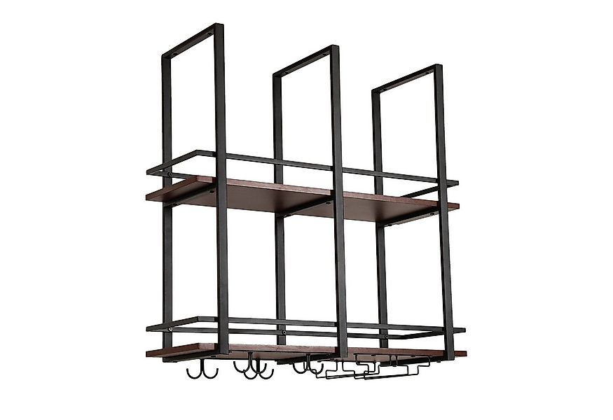 en.casa Weinregal, »Hubro« mit Glashalterung 80 x 30 x 85 cm Schwarz/Walnus günstig online kaufen