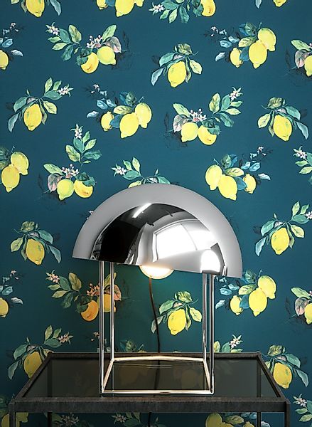 Newroom Vliestapete, Blau Tapete Landhaus Zitronen günstig online kaufen