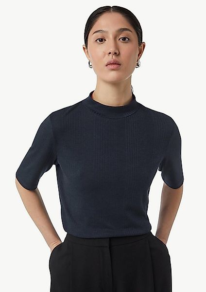 comma Kurzarmshirt T-Shirt Geripptes Jersey-Shirt mit Stehkragen günstig online kaufen