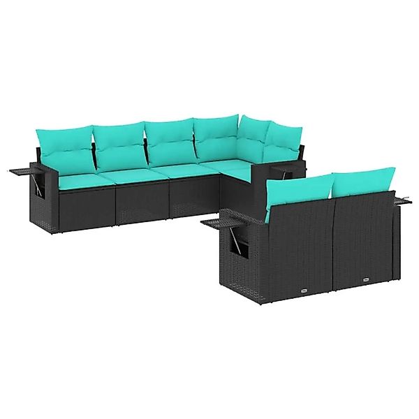 vidaXL 7-Tlg Gartensofa-Set mit Kissen Schwarz Polyrattan 3220406 günstig online kaufen