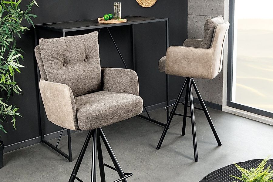 riess-ambiente Barhocker BIG GEORGE taupe / schwarz · Samt · Flachgewebe (E günstig online kaufen