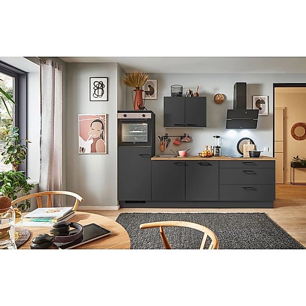 pino Küchenzeile 270 cm Grafit Anschlag,inks 1 Geräteschrank günstig online kaufen