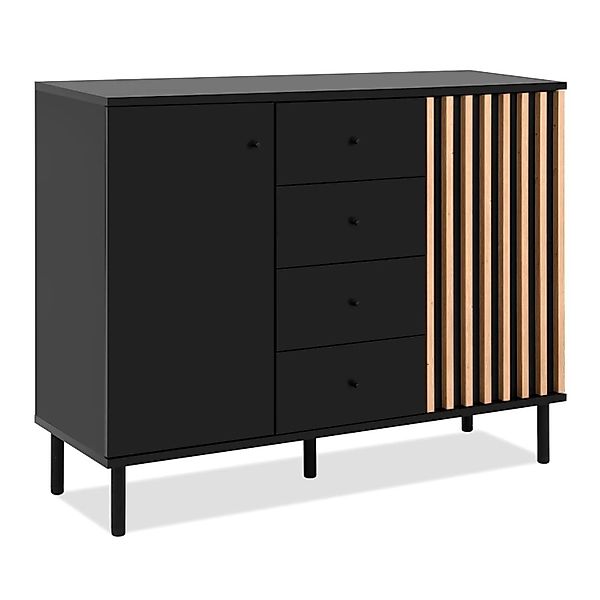 Furn.Design Kommode Schwarz Eiche 118 mit Viel Stauraum Biella günstig online kaufen