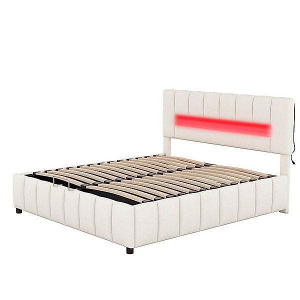 DOPWii Bett 180x200cm Doppelbett,Familienbett,Plattformbett mit LED-Beleuch günstig online kaufen