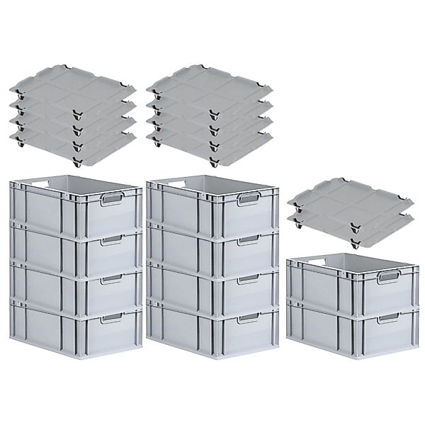 PROREGAL SparSet 10x Eurobox NextGen Grip mit Auflagedeckel mit 4 Schwarzen günstig online kaufen