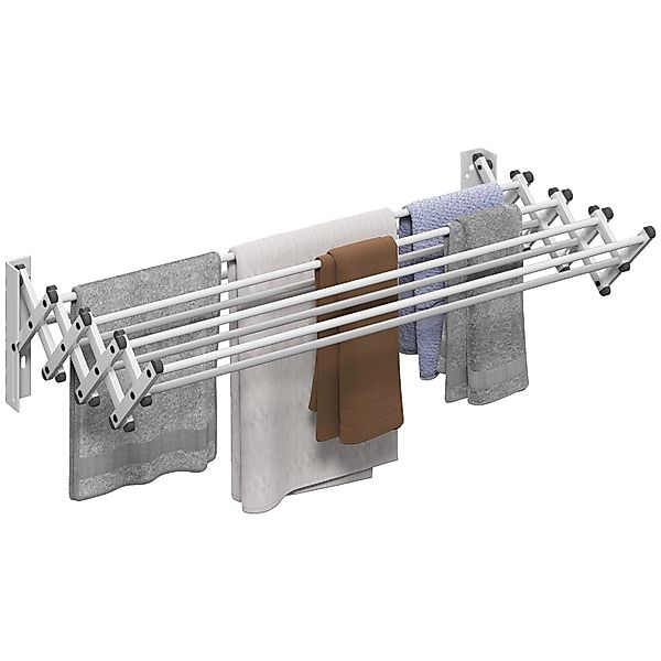 HOMCOM Wäscheständer Wand Ausziehbar Wäschetrockner  86 x 61 x 22 cm Silber günstig online kaufen