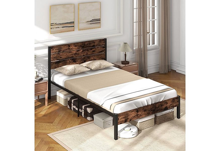 COSTWAY Bettgestell (1-tlg), Metallbett, Bettrahmen, mit Lattenrost, für 14 günstig online kaufen