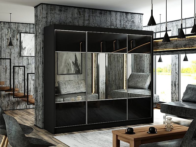 ALTDECOR Schiebetürenschrank RIOCI (Kleiderschrank Aluminium-Leisten, Spieg günstig online kaufen