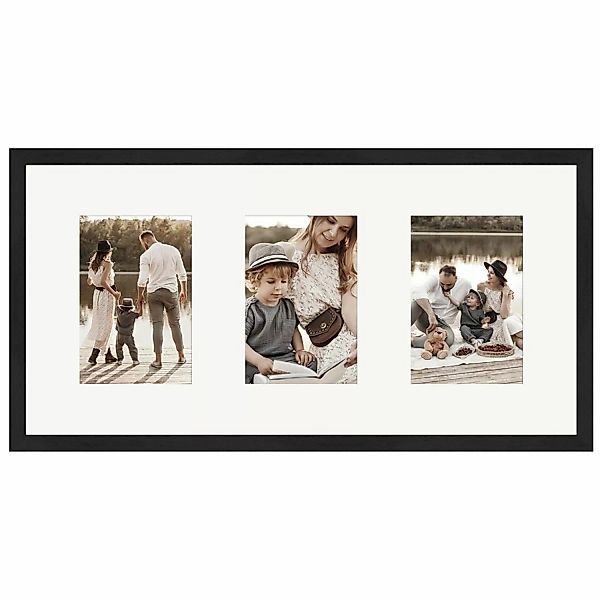 WANDStyle Galerierahmen G950 in Schwarz Gemasert 25 x 50 cm für 3 Bilder im günstig online kaufen