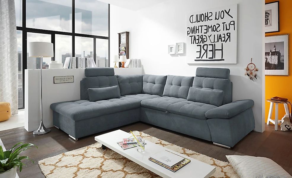 ED EXCITING DESIGN Ecksofa "Nalo L-Form", mit Bettfunktion, Armteilverstell günstig online kaufen