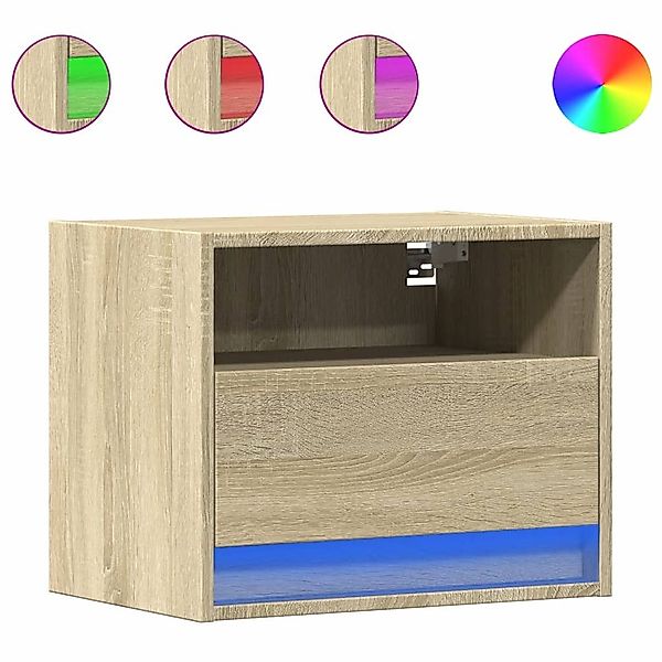 vidaXL Nachttisch Wand-Nachttische mit LED-Leuchten 2 günstig online kaufen