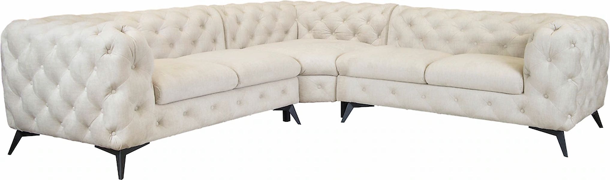 Leonique Chesterfield-Sofa "Ecksofa GLYNIS L-Form mit Wellenunterfederung, günstig online kaufen