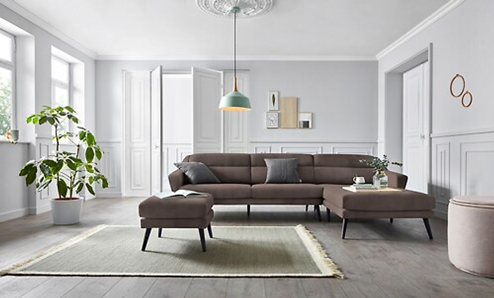 OTTO home Ecksofa »Bille L-Form« mit Naht im Rückenkissen und Beinen aus Ei günstig online kaufen