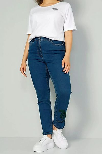 MIAMODA Regular-fit-Jeans Jeans Slim Fit Saum-Patch 5-Pocket günstig online kaufen