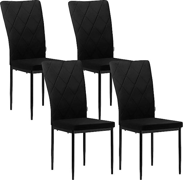 Woltu Esszimmerstuhl (Set, 4 St), Küchenstuhl Samtstuhl mit hoher Rückenleh günstig online kaufen