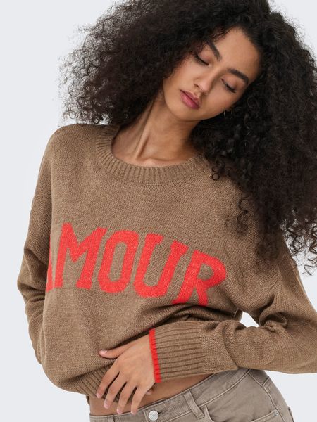 ONLY Rundhalspullover ONLNEW AMOUR LS TEXT günstig online kaufen