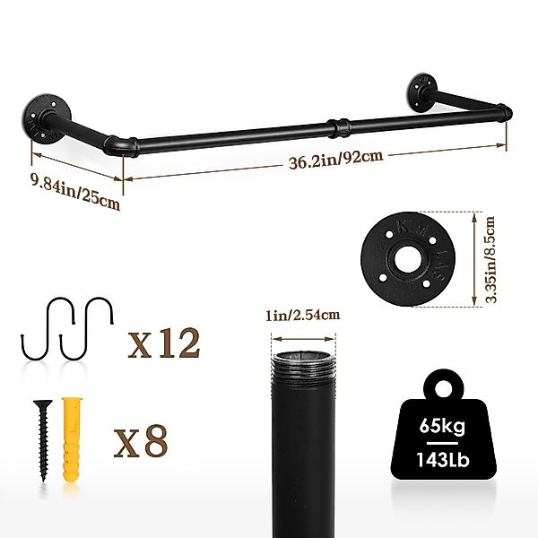 Clanmacy Kleiderstange Garderobenstange Garderobe Kleiderständer 92cm günstig online kaufen